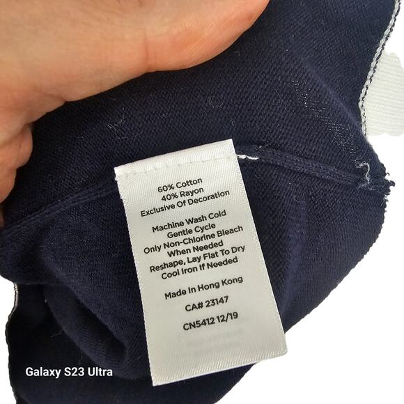 Talbots Sweater Knit Sweater Women 3X Navy Sleeveless Sweater Women Palm Tree - Picture 6 of 7